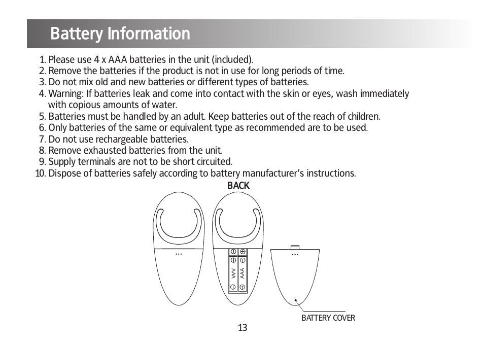 Battery information | Kinetik Pain reliever DT1 User Manual | Page 14 / 19