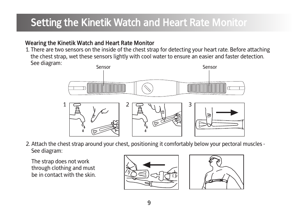 Setting the kinetik watch and heart rate monitor | Kinetik Your fitness HRM2 User Manual | Page 10 / 33