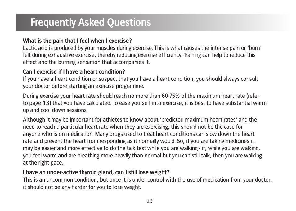 Frequently asked questions | Kinetik Your fitness HRM2 User Manual | Page 30 / 33