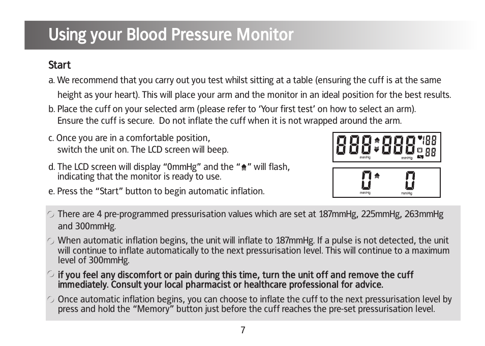 Using your blood pressure monitor | Kinetik Blood Pressure BPM1C User Manual | Page 8 / 19