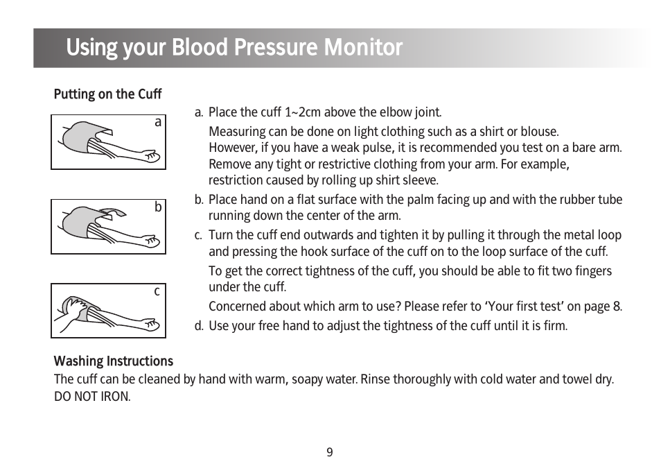 Using your blood pressure monitor | Kinetik Blood Pressure BPM1KTL User Manual | Page 10 / 24