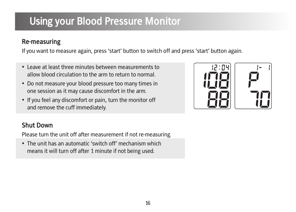 Using your blood pressure monitor | Kinetik Blood Pressure BPM1KTL User Manual | Page 17 / 24