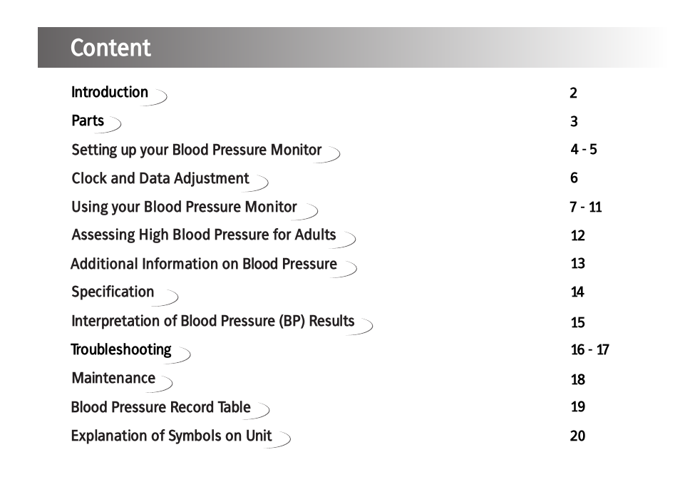 Content, Introduction | Kinetik Blood Pressure BPM3C User Manual | Page 2 / 21