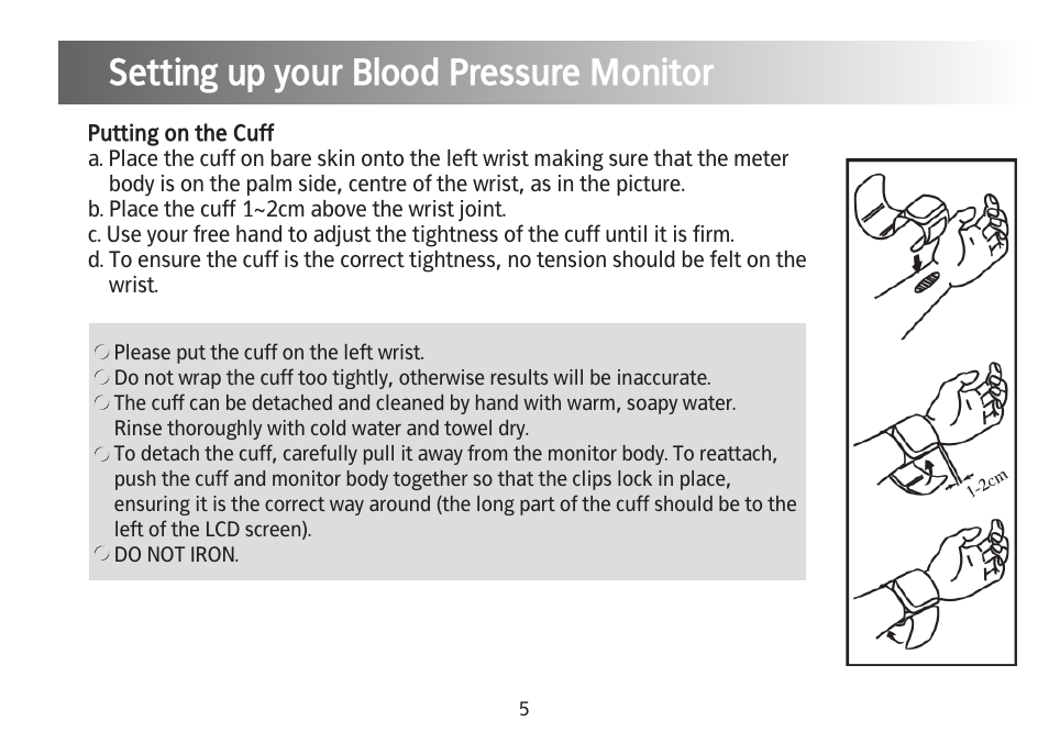 Setting up your blood pressure monitor, Clock and data adjustment | Kinetik Blood Pressure BPM3C User Manual | Page 6 / 21
