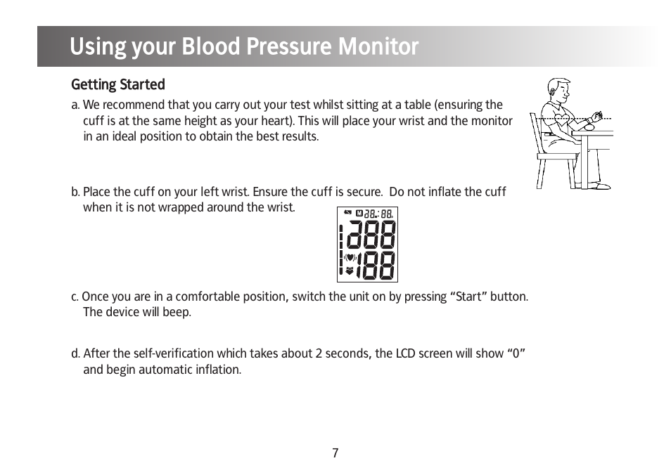 Using your blood pressure monitor | Kinetik Blood Pressure BPM3C User Manual | Page 8 / 21