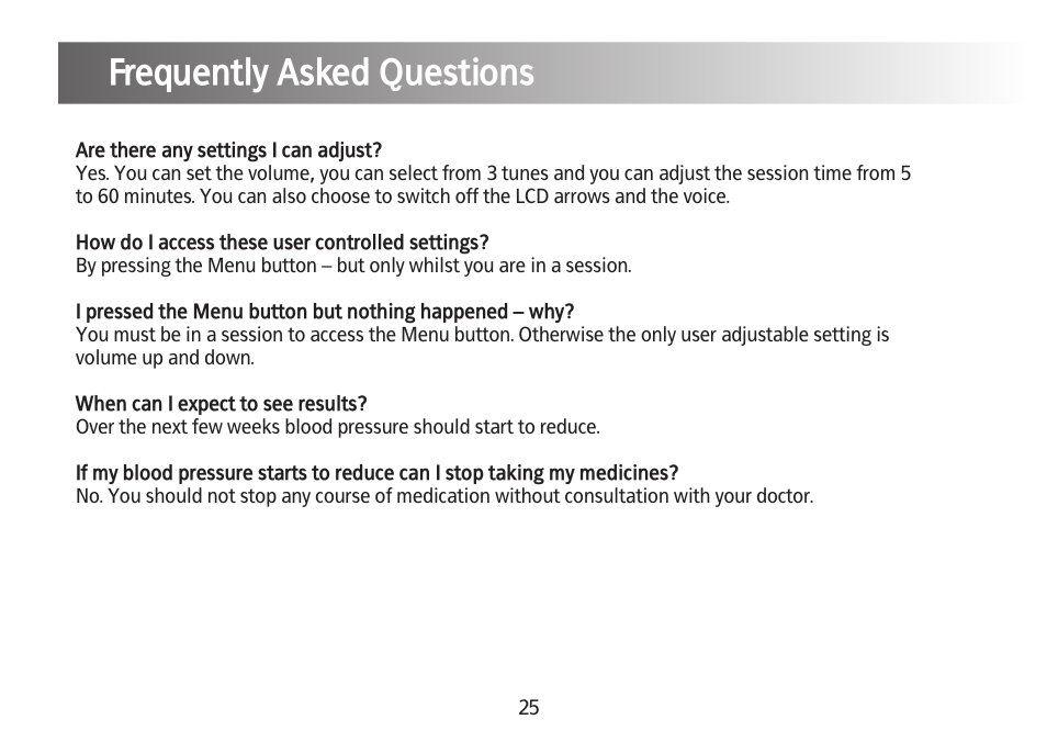 Frequently asked questions | Kinetik Blood Pressure BPL1 User Manual | Page 26 / 28