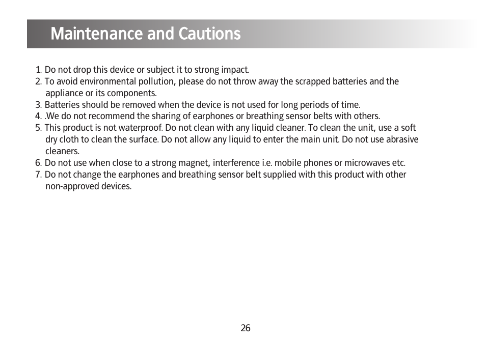 Maintenance and cautions | Kinetik Blood Pressure BPL1 User Manual | Page 27 / 28