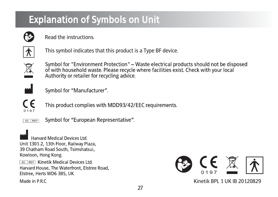 Kinetik Blood Pressure BPL1 User Manual | Page 28 / 28