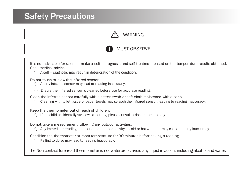 Safety precautions | Kinetik Thermometer NCT1 User Manual | Page 6 / 23