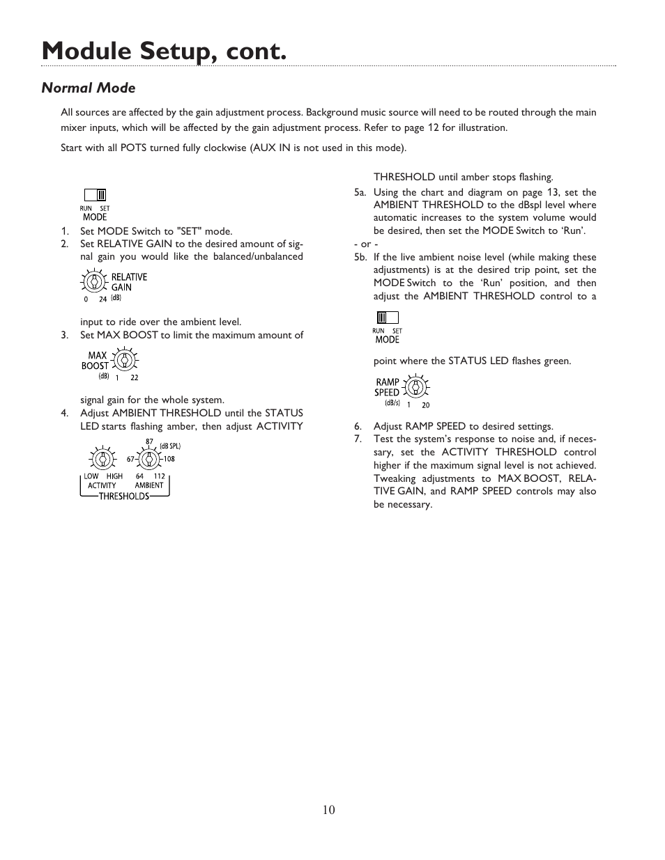 Module setup, cont, Normal mode | Bogen ANS501 User Manual | Page 10 / 16