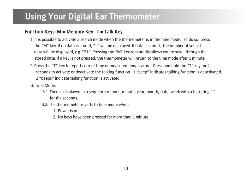 Using your digital ear thermometer | Kinetik Thermometer IET1C User Manual | Page 11 / 19