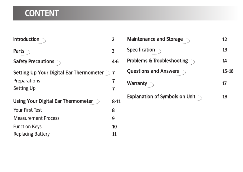 Content | Kinetik Thermometer IET1C User Manual | Page 2 / 19