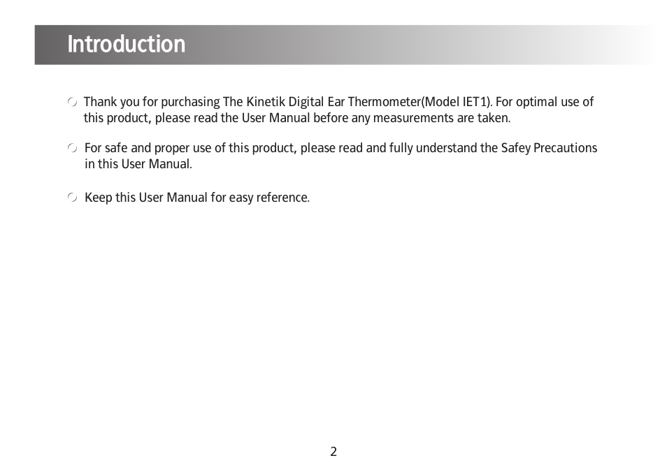 Introduction | Kinetik Thermometer IET1C User Manual | Page 3 / 19