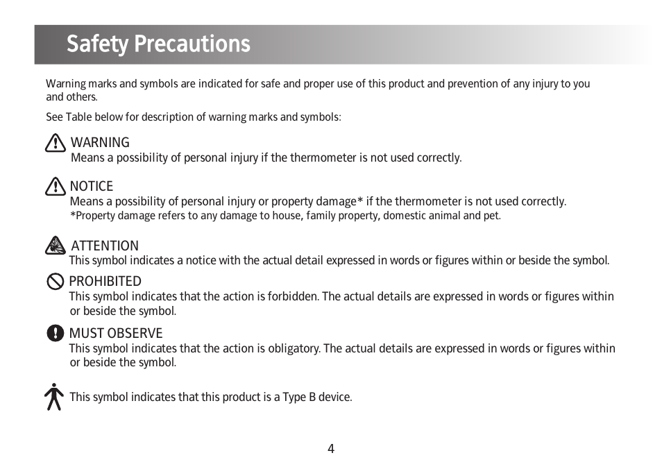 Safety precautions | Kinetik Thermometer IET1C User Manual | Page 5 / 19