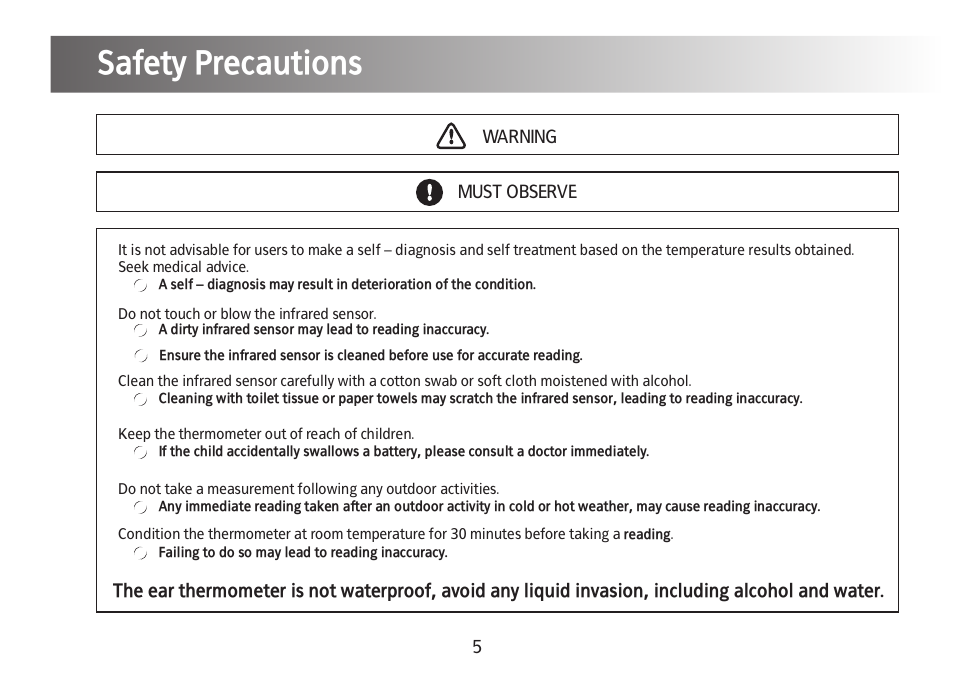 Safety precautions | Kinetik Thermometer IET1C User Manual | Page 6 / 19