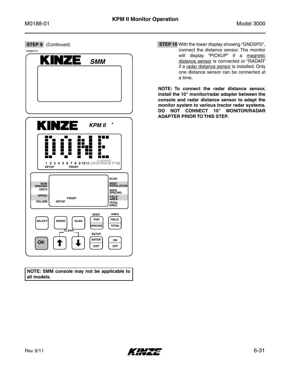 31 kpm ii monitor operation, Kpm ii, Rev. 6/11 | Kinze 3000 Rigid Frame Planter Rev. 6/14 User Manual | Page 101 / 168