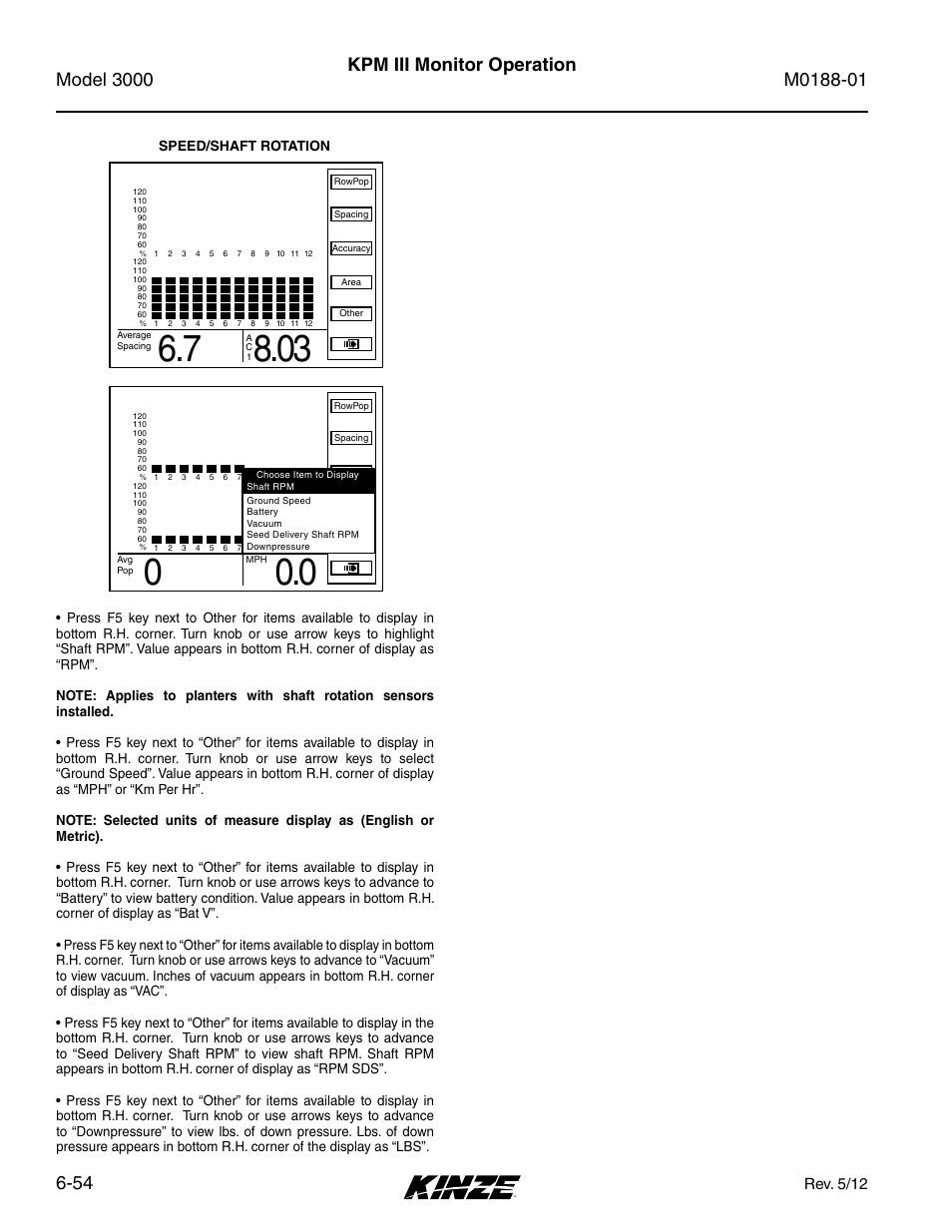 Kpm iii monitor operation | Kinze 3000 Rigid Frame Planter Rev. 6/14 User Manual | Page 124 / 168