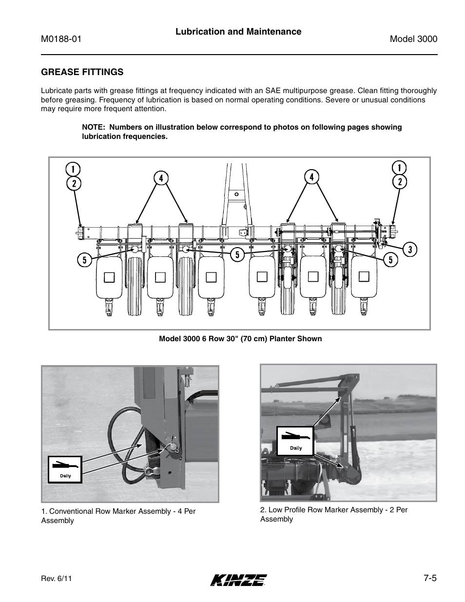 Grease fittings, Grease fittings -5 | Kinze 3000 Rigid Frame Planter Rev. 6/14 User Manual | Page 135 / 168