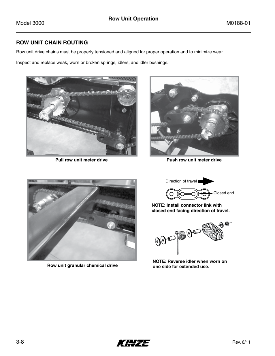 Row unit chain routing, Row unit chain routing -8 | Kinze 3000 Rigid Frame Planter Rev. 6/14 User Manual | Page 38 / 168