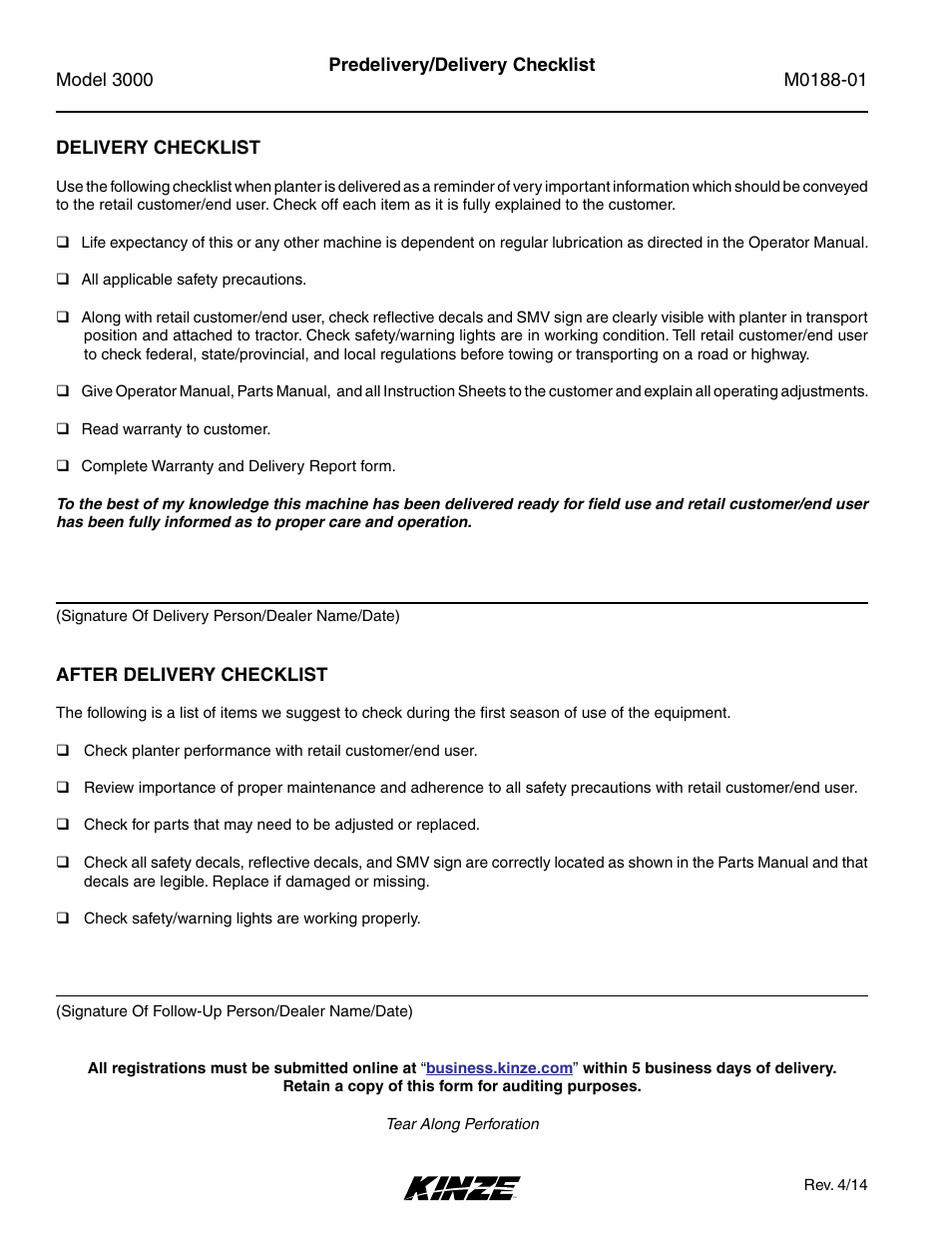 Kinze 3000 Rigid Frame Planter Rev. 6/14 User Manual | Page 4 / 168