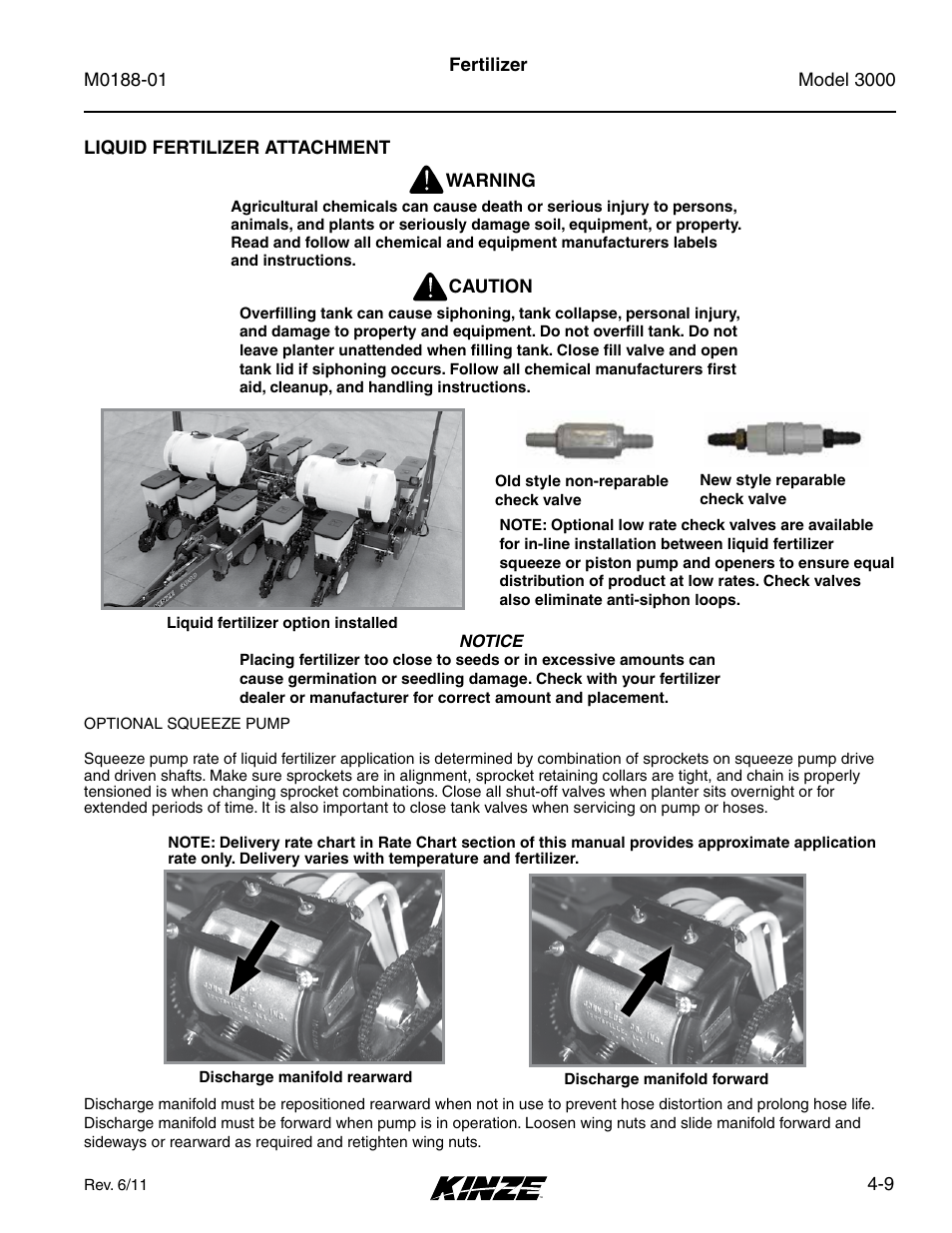 Liquid fertilizer attachment, Liquid fertilizer attachment -9 | Kinze 3000 Rigid Frame Planter Rev. 6/14 User Manual | Page 57 / 168