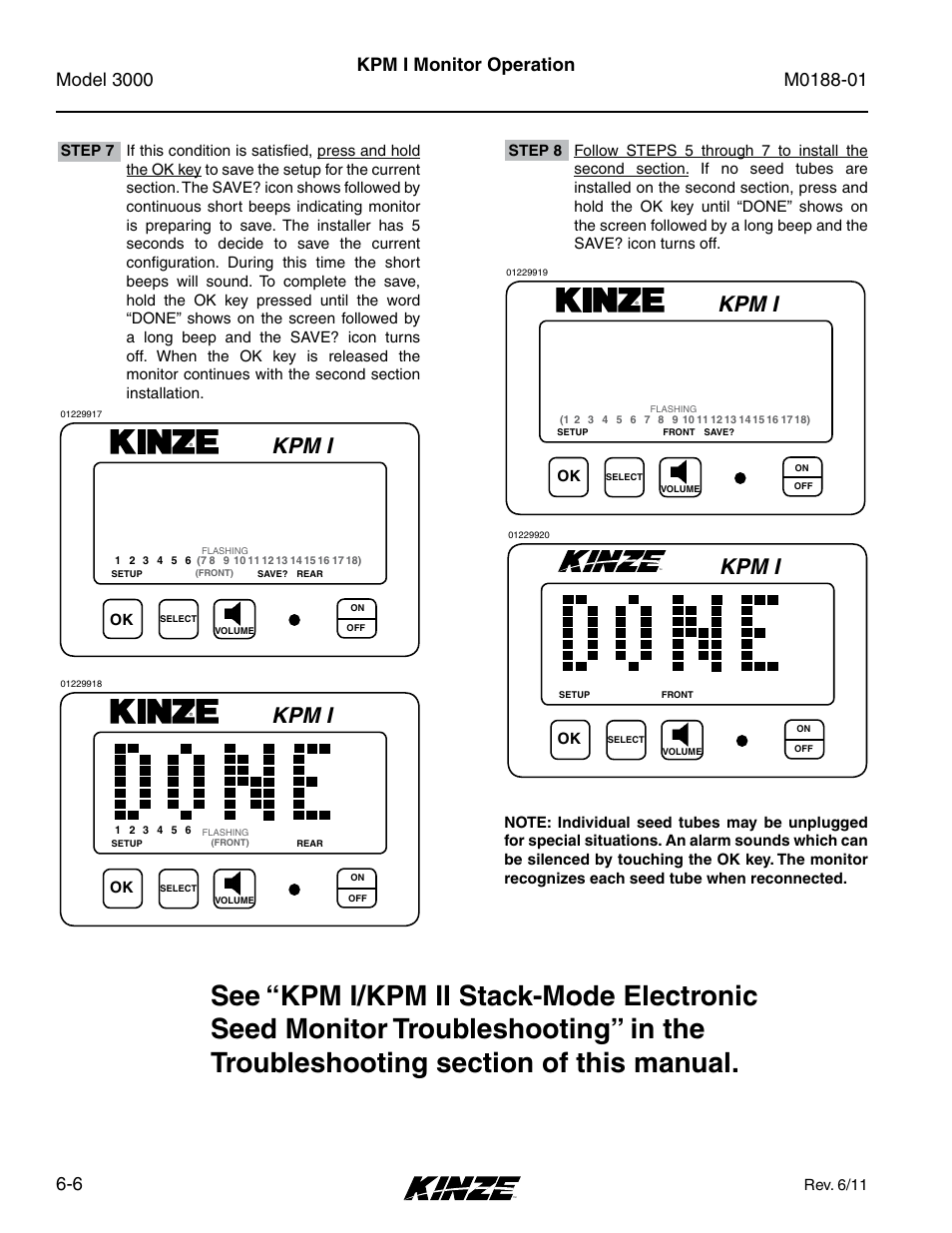 Kpm i, Kpm i monitor operation, Rev. 6/11 | Kinze 3000 Rigid Frame Planter Rev. 6/14 User Manual | Page 76 / 168