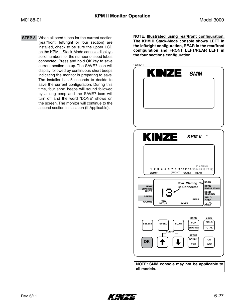 27 kpm ii monitor operation, Kpm ii, Rev. 6/11 | Kinze 3000 Rigid Frame Planter Rev. 6/14 User Manual | Page 97 / 168