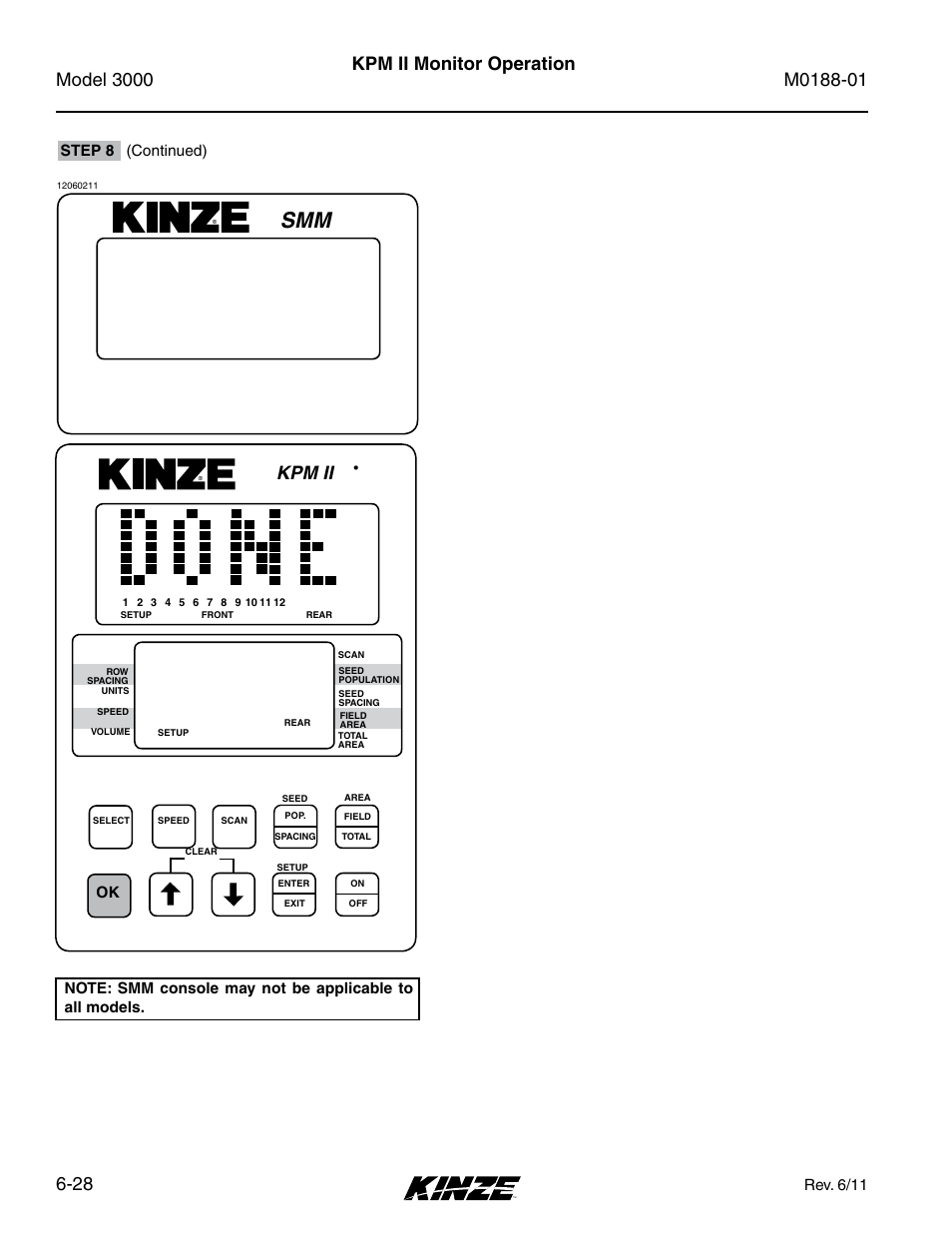 Kpm ii monitor operation, Kpm ii, Rev. 6/11 | Step 8 (continued) | Kinze 3000 Rigid Frame Planter Rev. 6/14 User Manual | Page 98 / 168