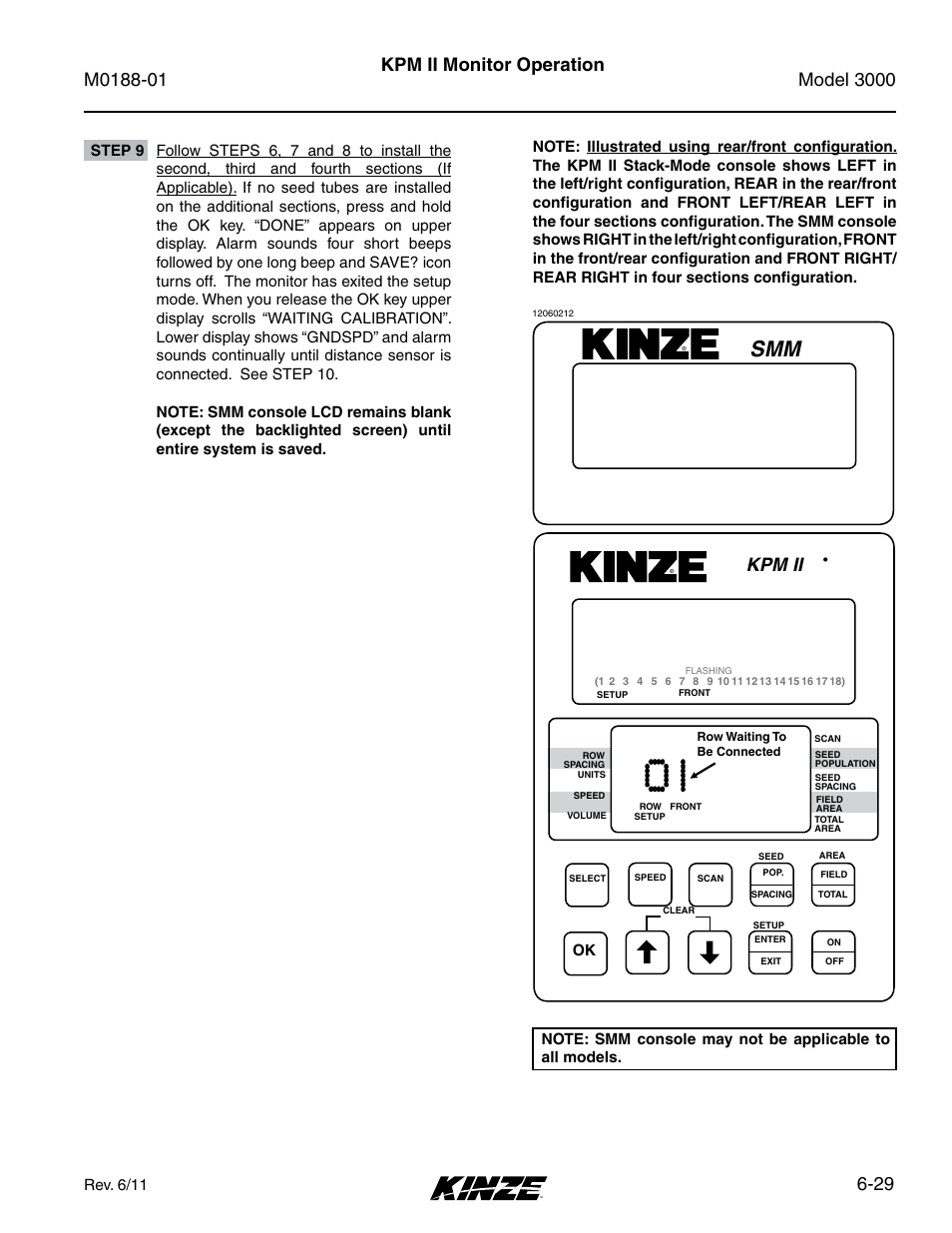 29 kpm ii monitor operation, Kpm ii, Rev. 6/11 | Kinze 3000 Rigid Frame Planter Rev. 6/14 User Manual | Page 99 / 168