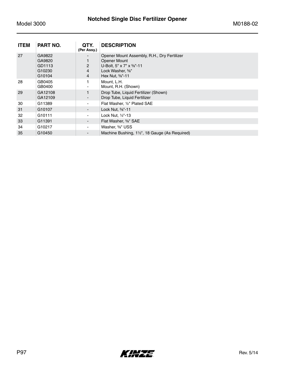 Kinze 3000 Rigid Frame Planter Rev. 5/14 User Manual | Page 100 / 154