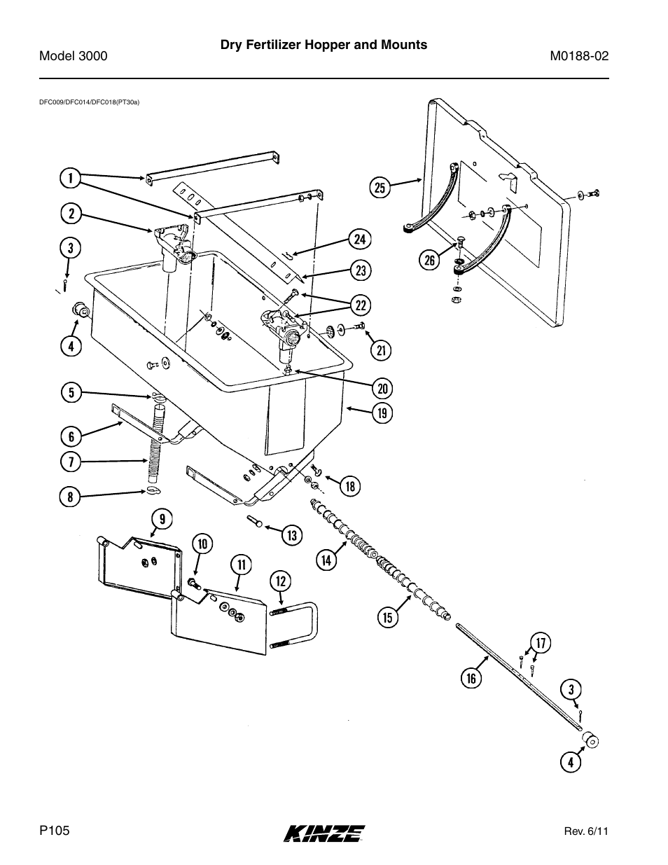 Dry fertilizer hopper and mounts | Kinze 3000 Rigid Frame Planter Rev. 5/14 User Manual | Page 108 / 154