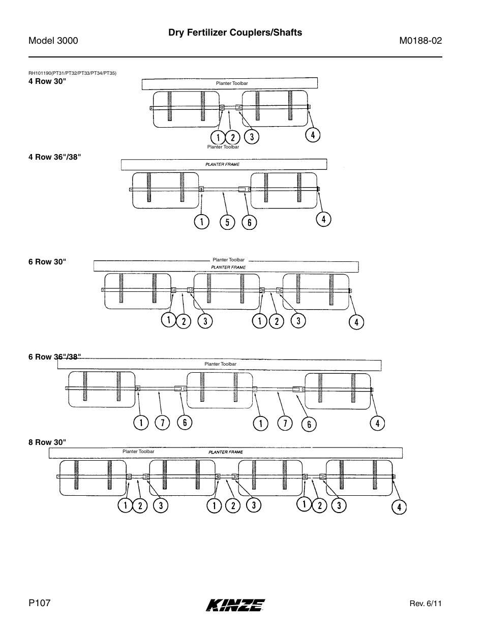 Dry fertilizer couplers/shafts | Kinze 3000 Rigid Frame Planter Rev. 5/14 User Manual | Page 110 / 154