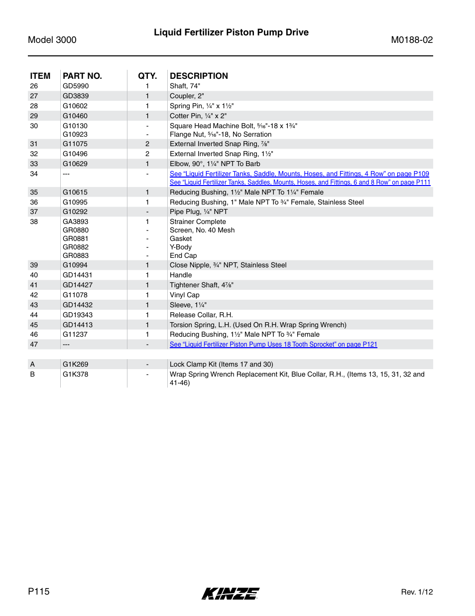 Liquid fertilizer piston pump drive | Kinze 3000 Rigid Frame Planter Rev. 5/14 User Manual | Page 118 / 154