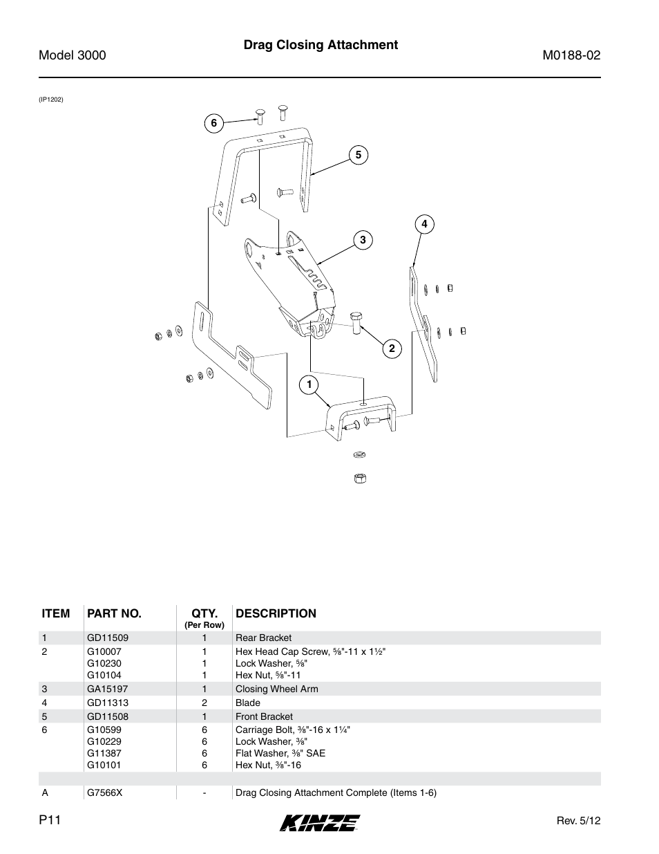 Drag closing attachment | Kinze 3000 Rigid Frame Planter Rev. 5/14 User Manual | Page 14 / 154