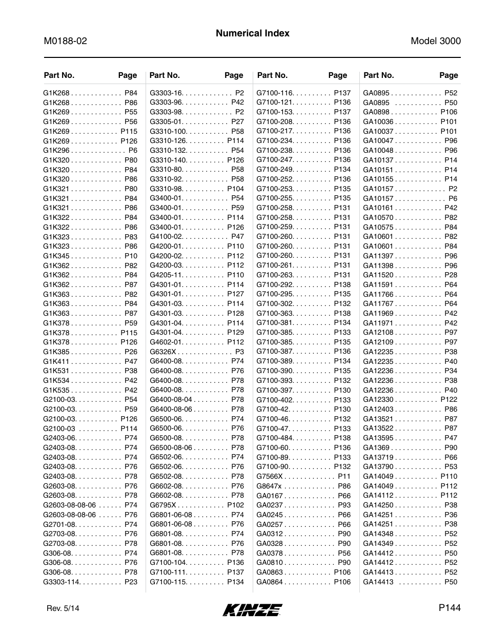 Kinze 3000 Rigid Frame Planter Rev. 5/14 User Manual | Page 147 / 154