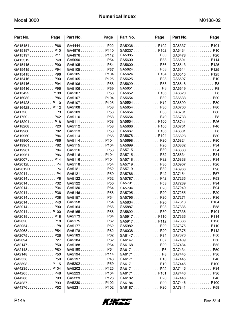 Kinze 3000 Rigid Frame Planter Rev. 5/14 User Manual | Page 148 / 154