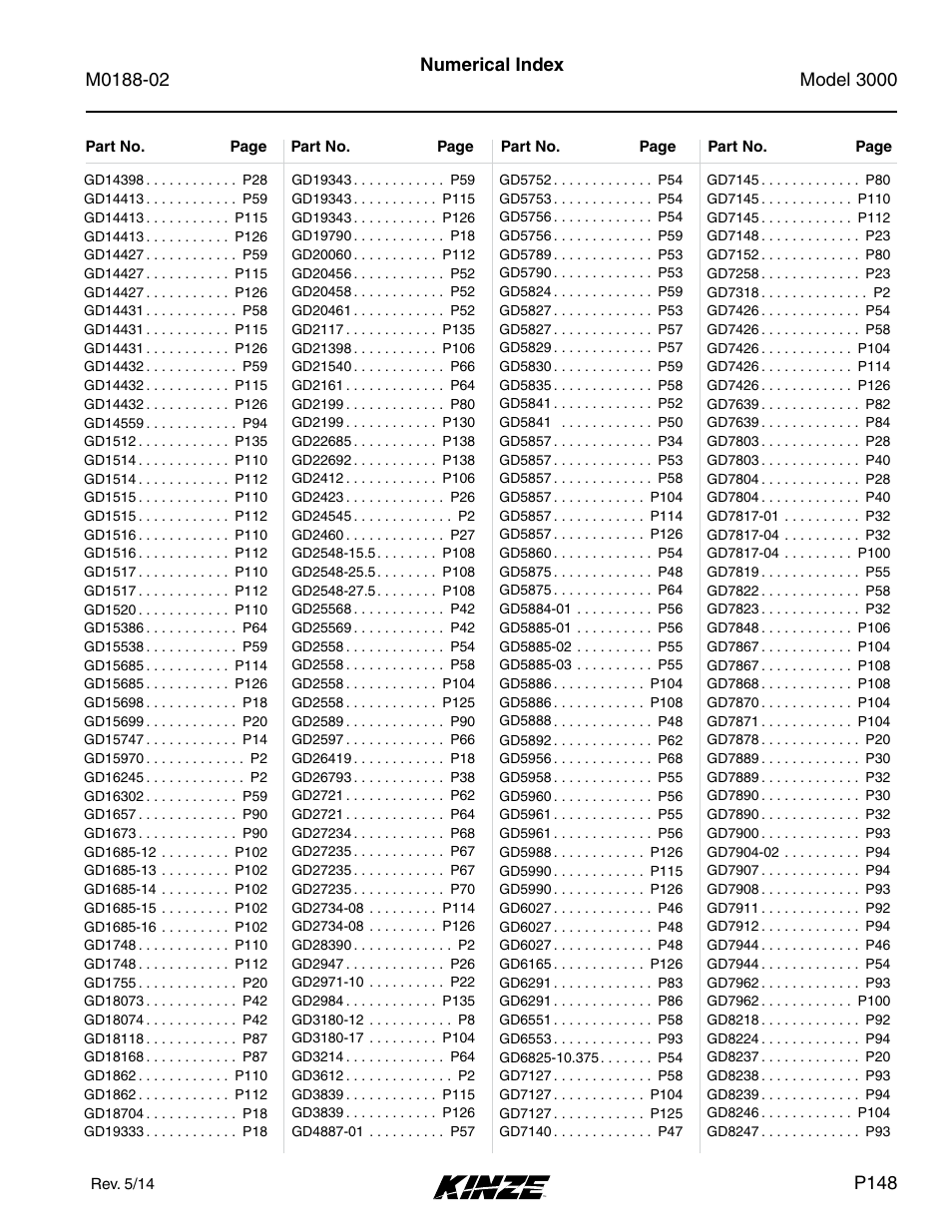 Kinze 3000 Rigid Frame Planter Rev. 5/14 User Manual | Page 151 / 154