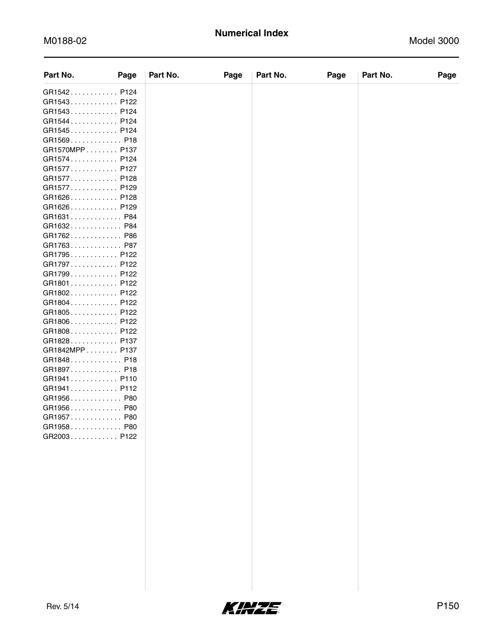 Kinze 3000 Rigid Frame Planter Rev. 5/14 User Manual | Page 153 / 154