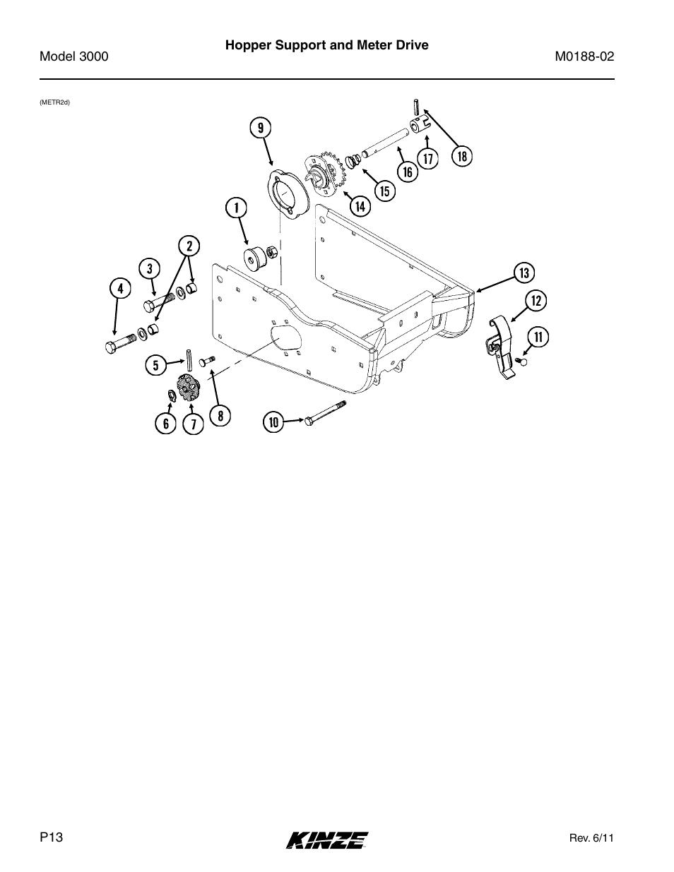 Hopper support and meter drive | Kinze 3000 Rigid Frame Planter Rev. 5/14 User Manual | Page 16 / 154