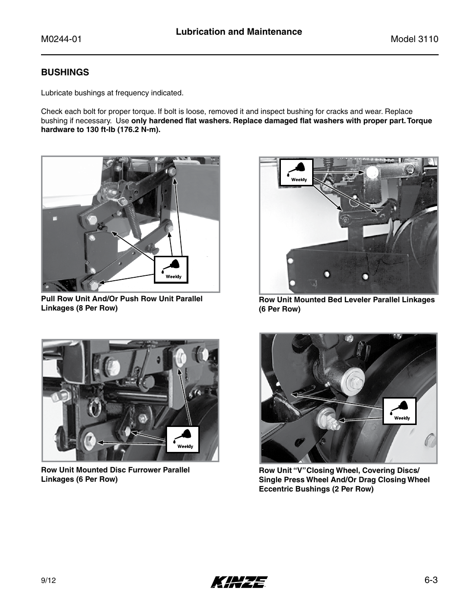 Bushings, Bushings -3 | Kinze 3110 Mounted Planter Rev. 7/14 User Manual | Page 103 / 136