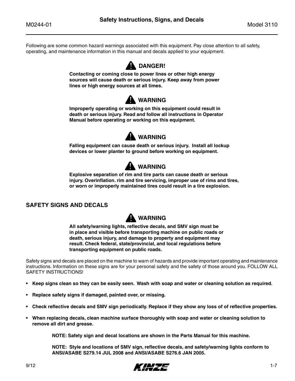 Kinze 3110 Mounted Planter Rev. 7/14 User Manual | Page 11 / 136