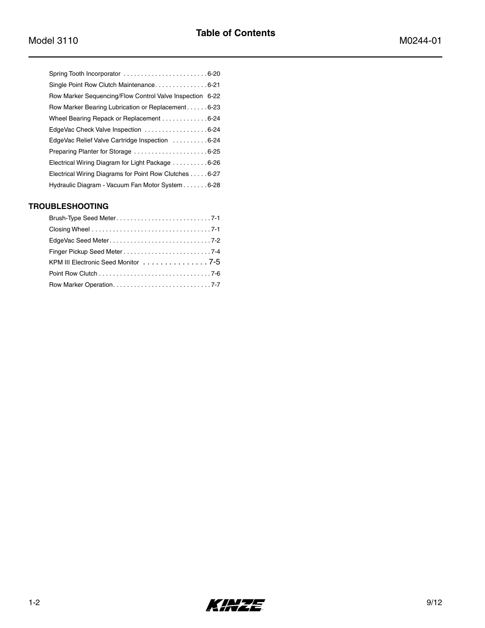 Kinze 3110 Mounted Planter Rev. 7/14 User Manual | Page 6 / 136