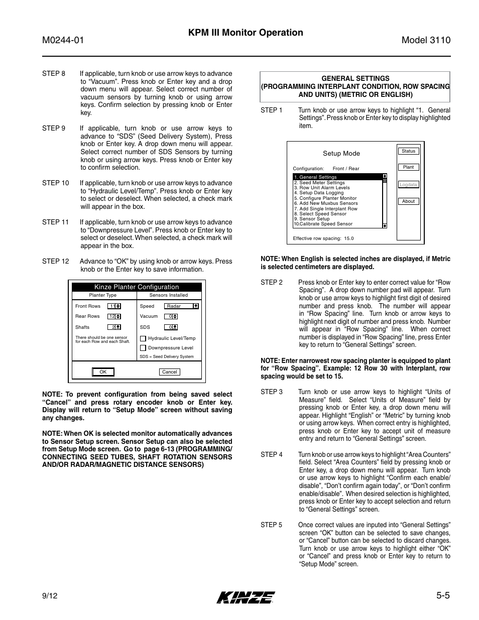 5 kpm iii monitor operation | Kinze 3110 Mounted Planter Rev. 7/14 User Manual | Page 79 / 136