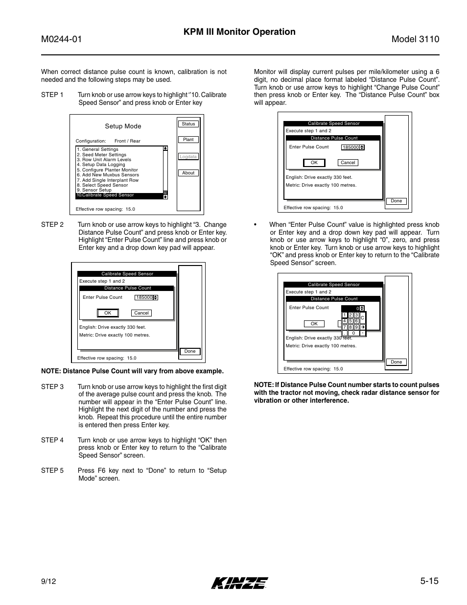 15 kpm iii monitor operation | Kinze 3110 Mounted Planter Rev. 7/14 User Manual | Page 89 / 136