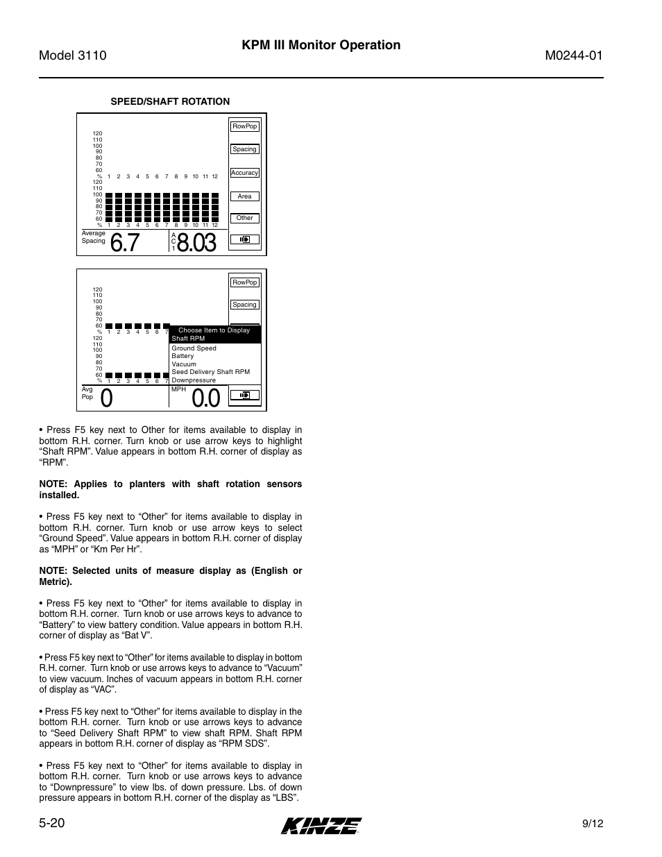 Kpm iii monitor operation | Kinze 3110 Mounted Planter Rev. 7/14 User Manual | Page 94 / 136