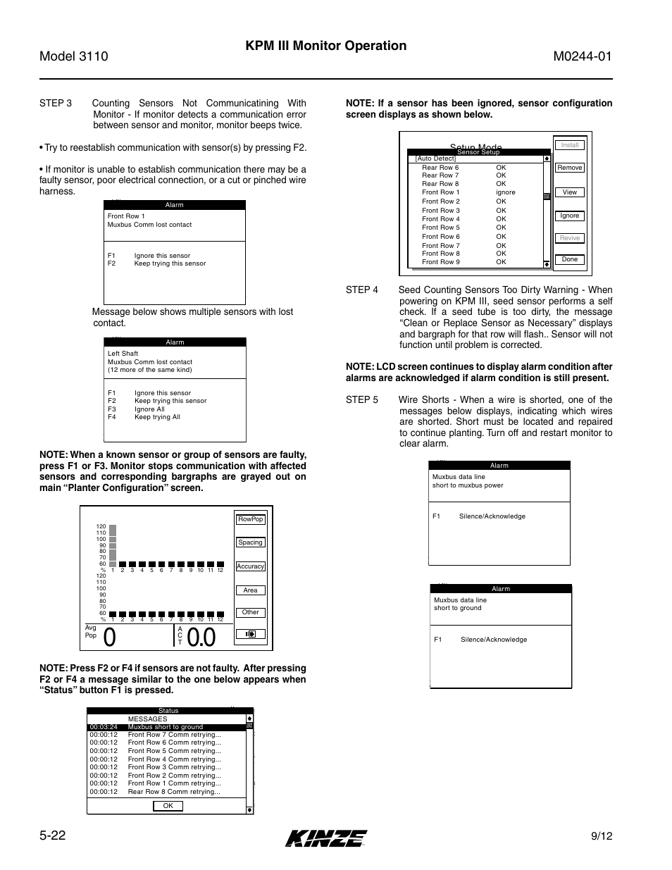 Kpm iii monitor operation | Kinze 3110 Mounted Planter Rev. 7/14 User Manual | Page 96 / 136