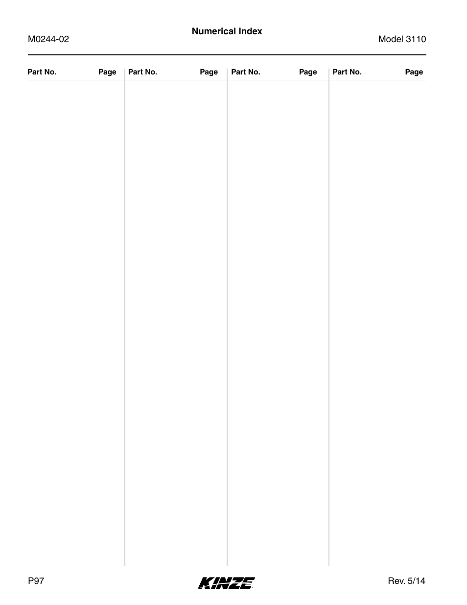 Kinze 3110 Mounted Planter Rev. 5/14 User Manual | Page 100 / 100