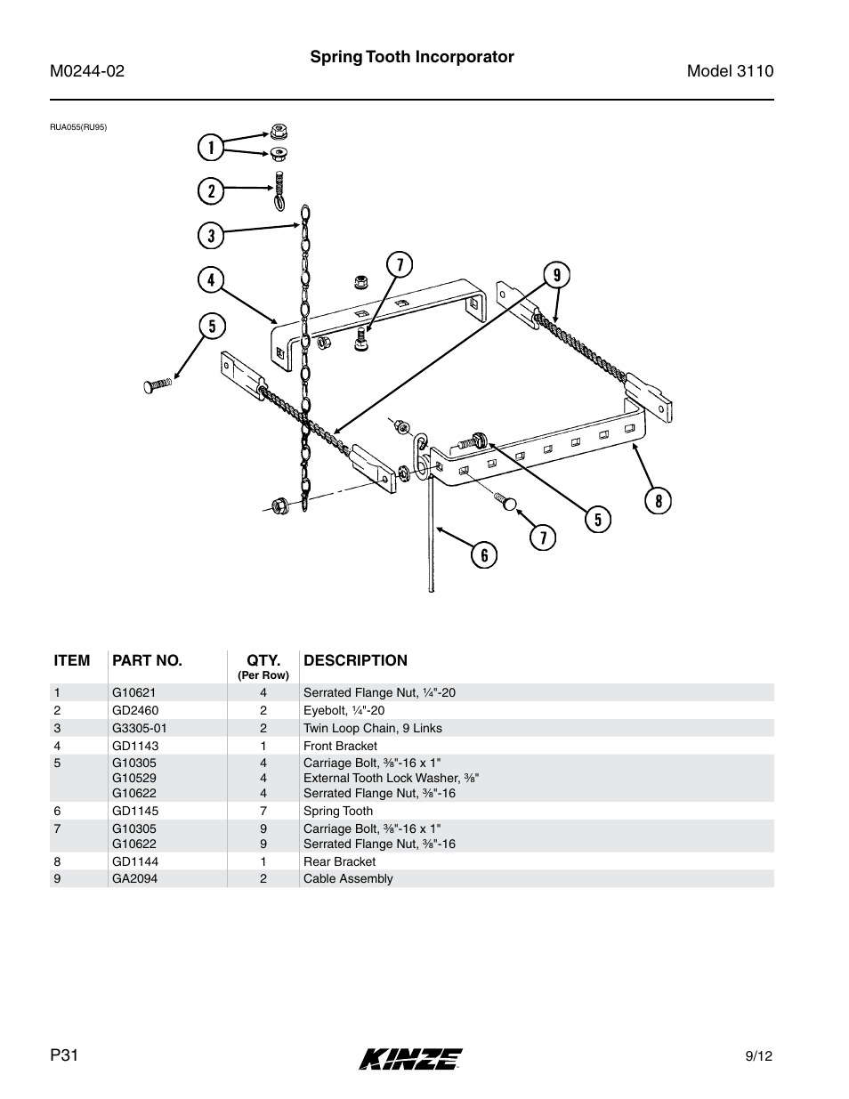 Spring tooth incorporator | Kinze 3110 Mounted Planter Rev. 5/14 User Manual | Page 34 / 100