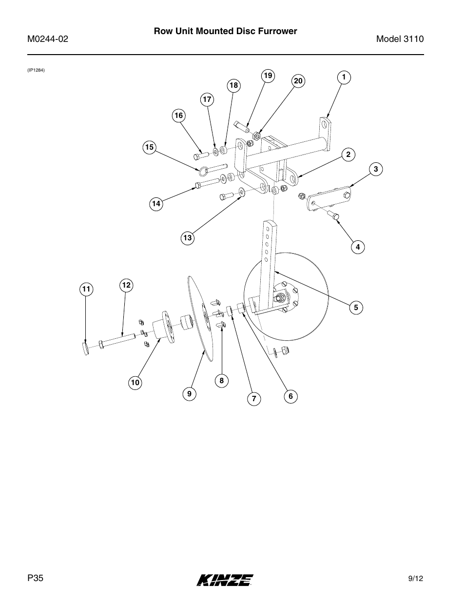 Row unit mounted disc furrower | Kinze 3110 Mounted Planter Rev. 5/14 User Manual | Page 38 / 100
