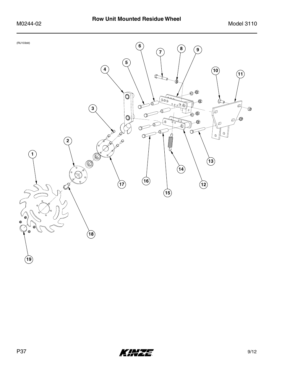 Row unit mounted residue wheel | Kinze 3110 Mounted Planter Rev. 5/14 User Manual | Page 40 / 100